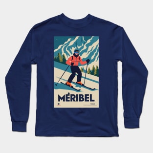 A Vintage Travel Art of Meribel - France Long Sleeve T-Shirt